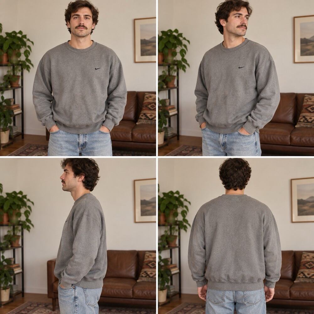 Vintage Nike Men’s M Gray Crewneck Sweatshirt Made USA Embroidered Swoosh